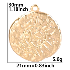 Gold celestial sun and moon pendant necklace made of high-quality stainless steel