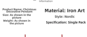 Detailed specification sheet for Nordic style iron parachute Christmas tree ornament