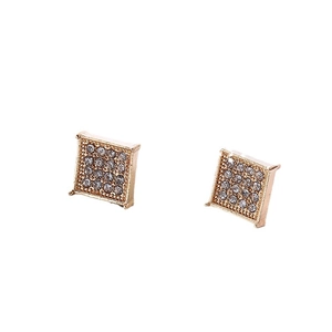 Elegant gold square stud earrings with pave-set shimmering crystals for women