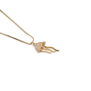 Jellyfish Pendant Necklace Copper Cubic Zirconia Ocean Theme Minimalist Clavicle Box Chain Jewelry For Women