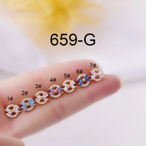 Stainless Steel Ear Cartilage Stud Earring With Copper Zircon Butterfly Flower Piercing Jewelry Screw Ball Back For Women