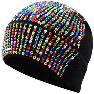 Berretto In Maglia Acrilica Decorato Con Strass Invernale Caldo Stile Punk Unisex Cappello Accessori Moda Outdoor Copricapo