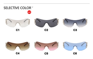 Selection of wraparound sports sunglasses in six different colors for Y2K style fashion