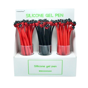 Cartoon ladybug silicone gel pen set with 0.5mm tip in 48pcs display box for desk