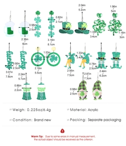 Détail des boucles d'oreilles trèfle vert pour la Saint-Patrick avec dimensions précises