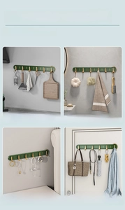 Multi-scene application of dark green luxury wall hooks for kitchen and bathroom