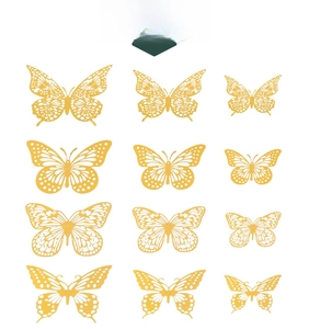 Detail of 3D gold butterfly wall stickers in four hollow patterns and three varied sizes