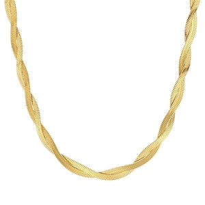 Three-strand braided gold snake chain necklace in minimalist multi-layer stainless steel