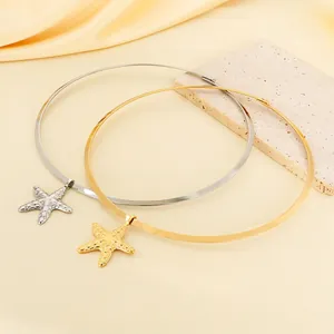Starfish Pendant Stainless Steel Choker Necklace Minimalist Ocean Style Fashion Jewelry For Women