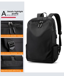 Detail of waterproof nylon business backpack with S-shaped straps and breathable back pad