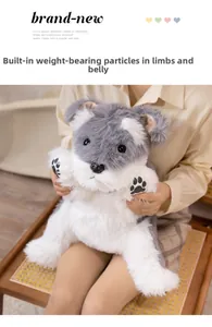Detail of weighted plush Schnauzer with gravity beads in belly and paws for realism