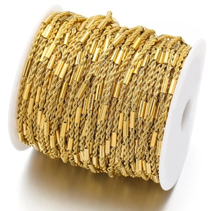 2.5mm 18K gold plated stainless steel twist rope chain roll for jewelry making