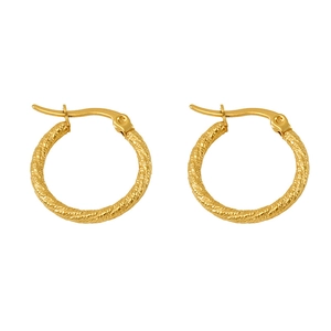 Elegant 18K gold plated stainless steel spiral twisted hoop earrings for women jewelry