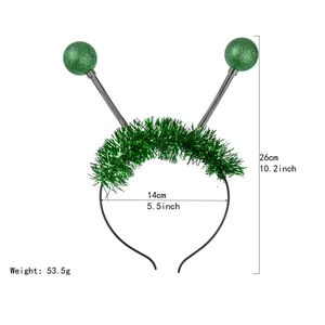 Detail view of alien antenna headband showing 26cm height and 5.5 inch width dimensions
