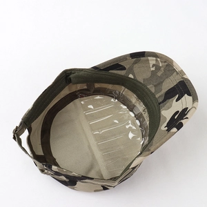 Forest camouflage flat top military cap with inner sweatband and adjustable metal buckle
