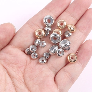 Perles d'arrêt plates en silicone dorées et argentées pour création de bijoux