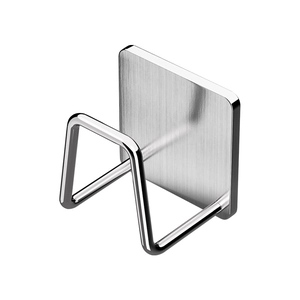 Silver stainless steel wall hook for basin and razor storage with punch-free installation