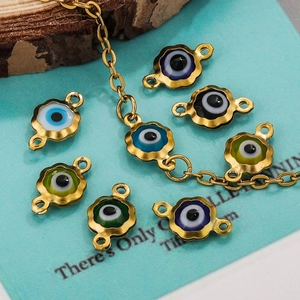 18K gold plated stainless steel evil eye pendant necklace in various vibrant colors