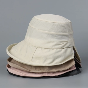 Waterproof nylon sun hat in four colors with a stylish pleated brim design