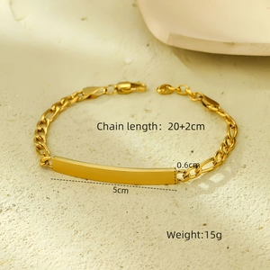 Detailed size specification for 18K gold plated stainless steel ID bar chain bracelet