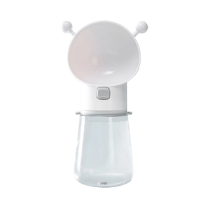 Gourde portable blanche pour animaux avec bol large et bouton pour chiens et chats