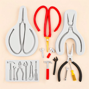 DIY silicone mold for miniature hardware tools including wrench, scissors and pliers