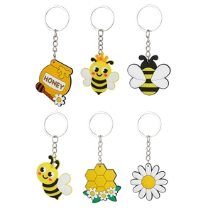Portachiavi Cartone Animato Ape Nido D'Ape Margherita PVC Morbido Lega Anello Metallo Vasetto Miele Ciondolo Borsa Regalo