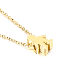 Polished gold stainless steel necklace with a 3D little boy pendant and O-chain