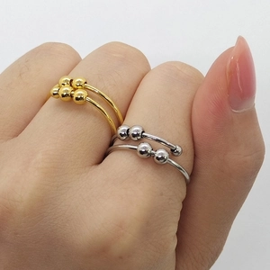 Minimalist stainless steel double-layer rotating bead ring for anxiety relief and decompression