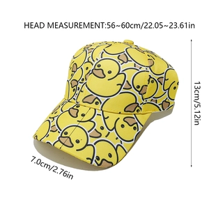 Size chart showing baseball cap dimensions with crown height and brim length in centimeters