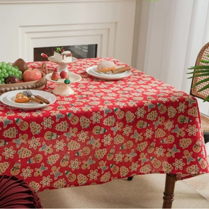 Christmas gingerbread man cotton linen tablecloth for holiday kitchen table decoration