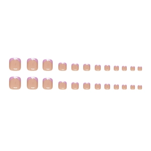 French style lavender purple and nude pink toe press-on nails set with glossy finish