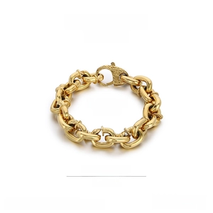 Detailed parameter chart for 15mm wide golden stainless steel curb chain bracelet