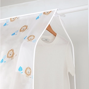 Translucent breathable garment dust cover with lion and palm leaf print for suit storage