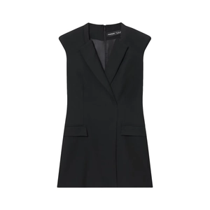 Vestito Mini Blazer Senza Maniche Poliestere Collo A Revers Spalline Imbottite Vestibilità Aderente Elegante Formale Donna