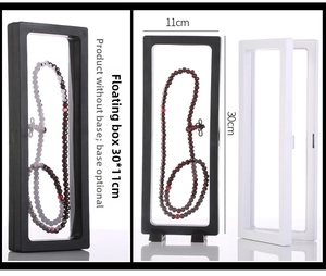 Black and white floating jewelry display frames with PE film measuring 30x11cm for beads
