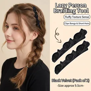 Zweilagige schwarze beflockte Haarspangen zum Flechten und Stylen, 2er-Set