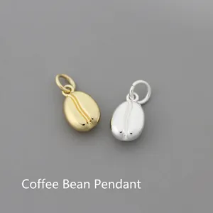 Polished 14k gold and silver coffee bean pendants for DIY necklace and bracelet jewelry
