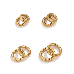 Golden titanium steel jump rings in 4mm, 5mm, 6mm, and 8mm sizes with 1.2mm thickness