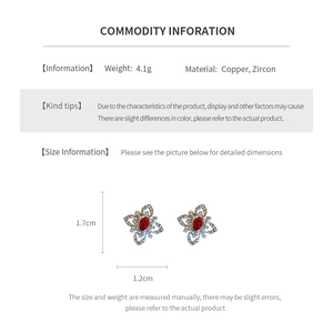 Detailed product dimensions and material specs for the zircon flower stud earrings