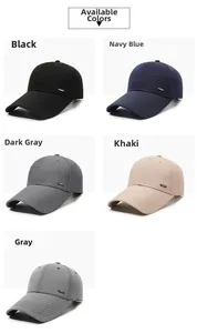 Men's baseball cap in black, navy, dark gray, khaki and gray with fashion metal logo
