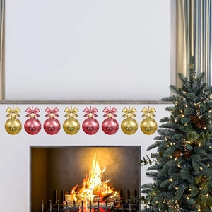 Christmas wall stickers with red and gold snowflake balls for holiday home decoration