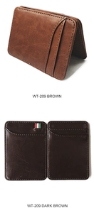 Close-up of slim leather card holders showing fine stitching and multiple card slots