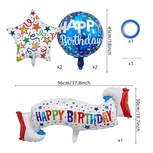 Kids birthday balloon set with happy birthday banner and star foil balloons