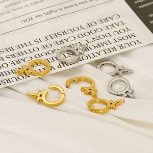 18K gold and silver round spring ring clasp for handmade DIY jewelry necklace making
