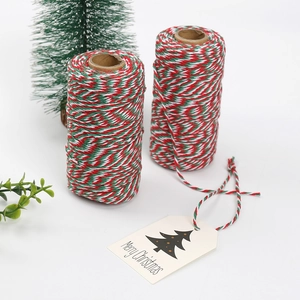 Red, green and white Christmas cotton twine set with festive holiday gift tags