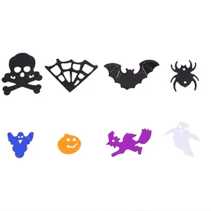 Halloween confetti mix with PVC ghosts, bats, and pumpkins for party decor and DIY crafts