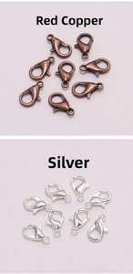Red copper and silver alloy lobster clasps for DIY jewelry making and keychains