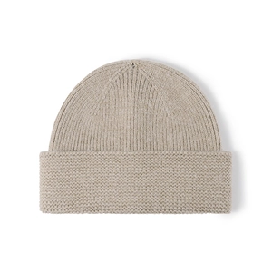Premium beige knitted beanie hat for men and women stylish warm winter outdoor headwear