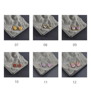Detailed grid view of 18k gold-plated waterdrop glass pendants in six assorted colors